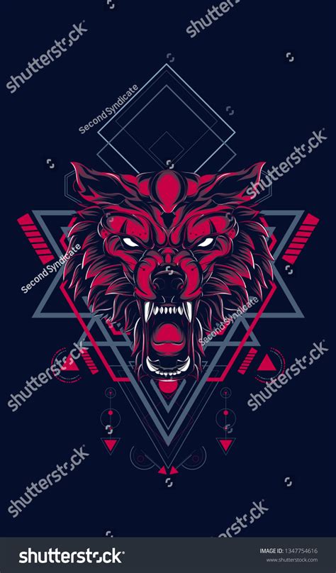 Red Wolf Sacred Geometry Stock Vector Royalty Free 1347754616