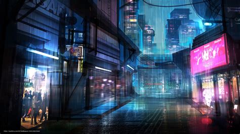 Download Wallpaper Cyberpunk City Neon Lights Free