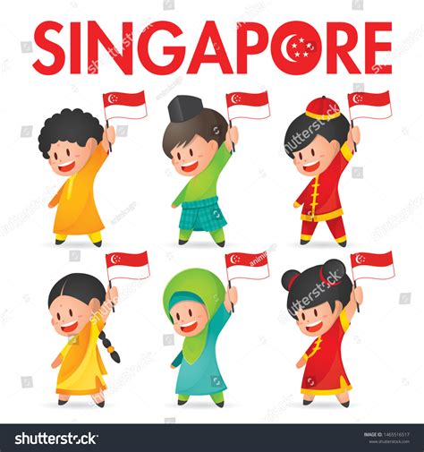 Singapore National Day Vector Illustration Cute เวกเตอร์สต็อก ปลอดค่า