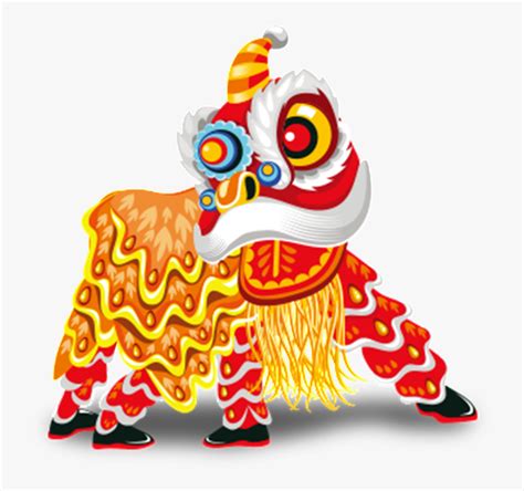 Hand Painted Flat Festive Lion Dance Png Chinese Lion Dance Vector