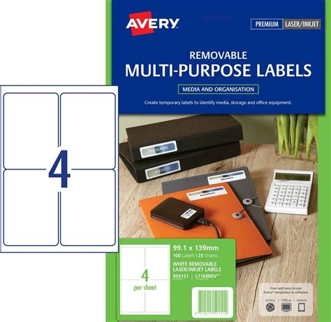 Avery Removable Multi Purpose Labels For Laser Inkjet Printers 991 X