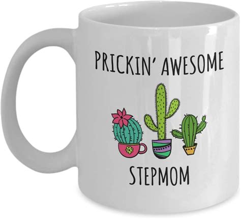 Amazon Com Stepmom Mug Prickin Awesome Stepmom Cactus Decor Coffee Mug Tea Cup Funny