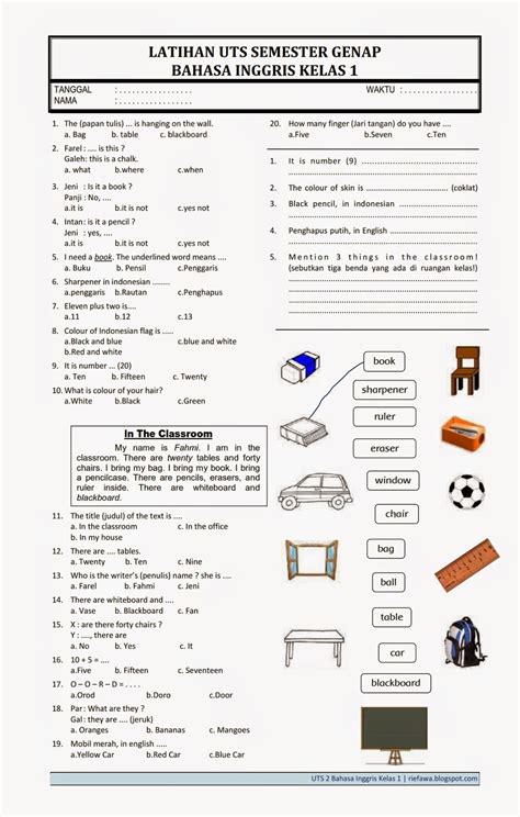 Bahasa inggrisnya adalah … a. Soal Bahasa Inggris Tentang Jam Kelas 3 Sd | Sobat Guru