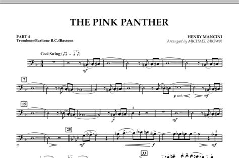 The Pink Panther Pt4 Trombonebar Bcbsn Sheet Music Michael