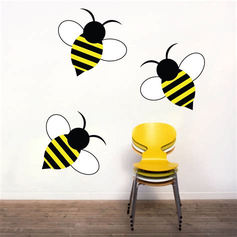 Set Of 3 Bumble Bees Nursery And Kids Room Animal Printed Wall Decals