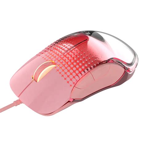New Aj358 Rgb Ergonomics Mice Transparent Backlit Lightweight Pink
