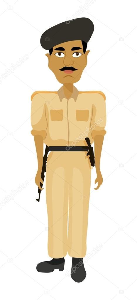 Indian Police Man With Arms Vector Illustration Stock Vector Image By