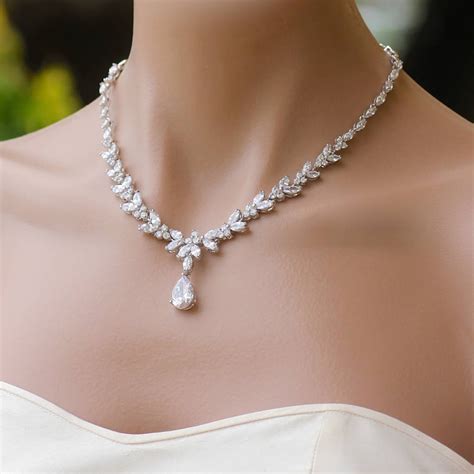 Crystal Necklace Pearl Drop Necklace Crystal Bridal Necklace Wedding Necklace DENISE Etsy UK