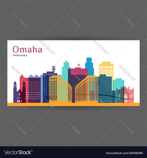 Omaha City Nebraska Architecture Silhouette Vector Image