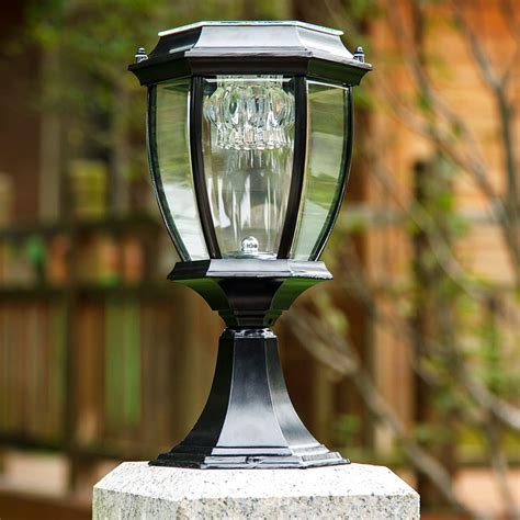 Outdoor Solar Power Led Garden Yard Pillar Light Post Landscape Lamp