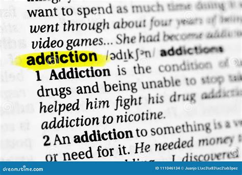 Highlighted English Word Addiction And Its Definition In The