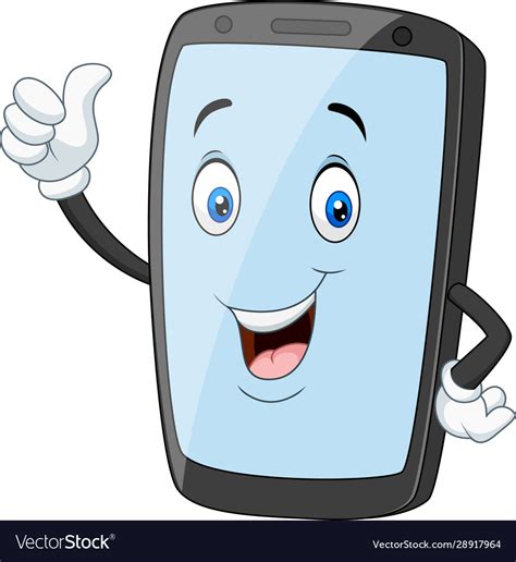 Cartoon Mobile Phone Mascot Giving A Thumbs Up Vector Image