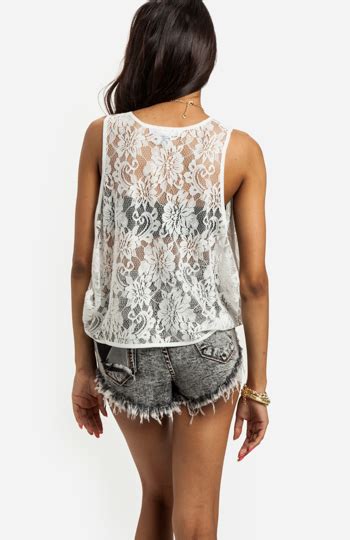 Oversized Lace Tank Top In White Dailylook