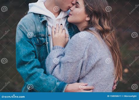 Boy Kissing Girl Stock Image Image Of Happy Girlfriend 158058611