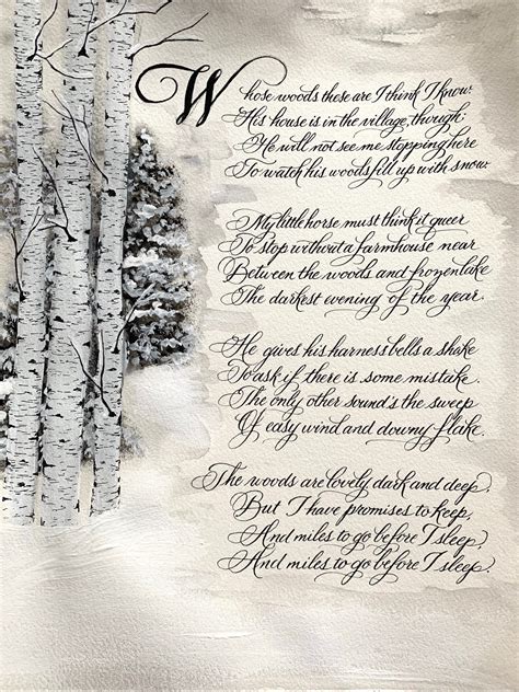 Robert Frost Stopping By The Woods On A Snowy Evening Etsy
