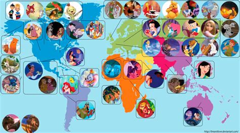 Mapamundi De Los Personajes Disney ¿dónde Se Desarrolla Cada Historia