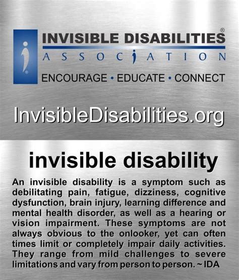 Invisible Disability Definition Cards 250 Pack Invisible