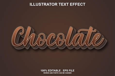 Efeito De Texto Chocolate Edit Vel Vetor Premium
