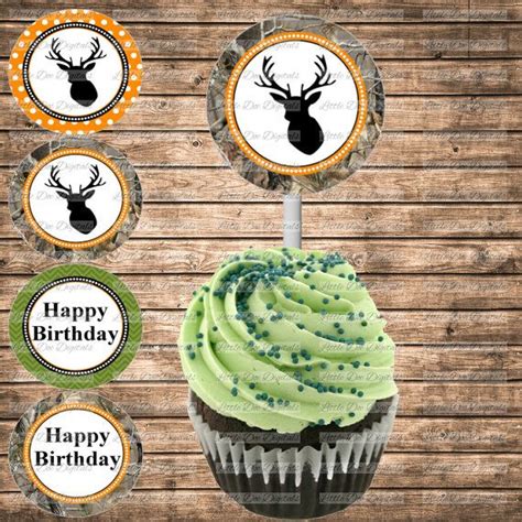 Diy Printable Camo And Deer Themed Happy Birthday Cupcake