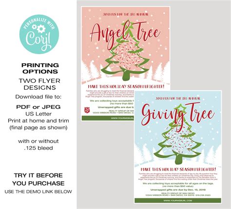 Giving Tree Angel Tree Flyer Template Editable Etsy