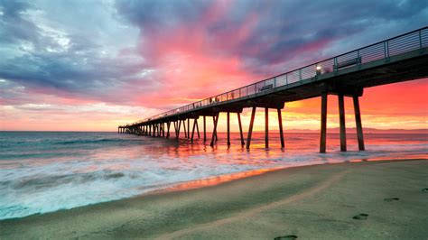 Pier Sunset Over Hermosa Beach In California Fondo De Pantalla Hd