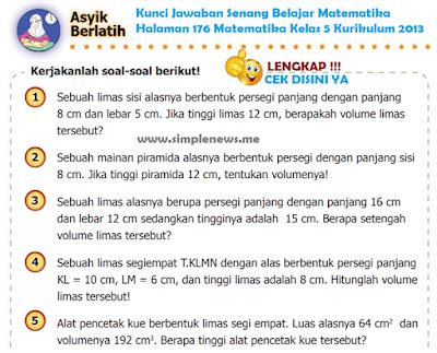 LENGKAP !!! Kunci Jawaban Senang Belajar Matematika Halaman 176