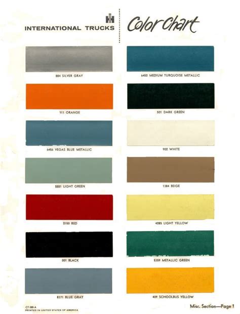 Color Charts 1964 Paint Chart International Truck Color Color Chart