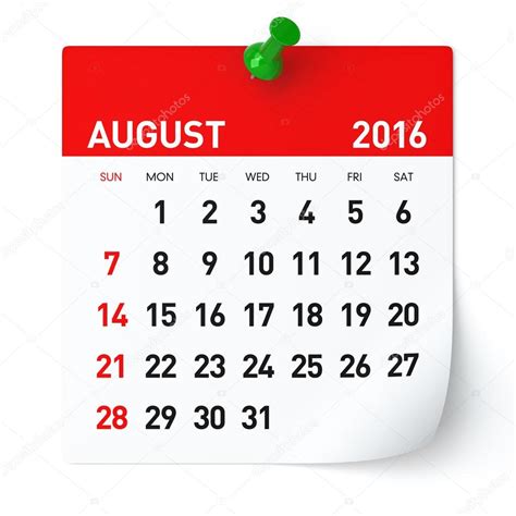 August 2016 Calendar — Stock Photo © Klenger 81379354