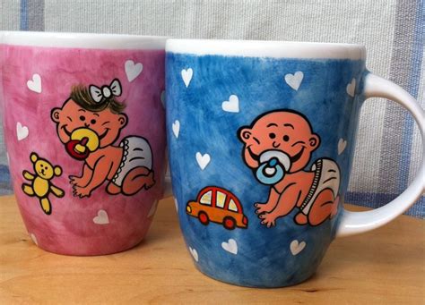 Kubek z bobasem - mug with baby | Hand painted mugs, Painted mugs, Hand painted