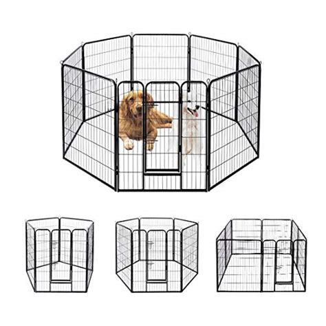 Vivohome 40 8 Panel Heavy Duty Metal Pet Fence Barrier Foldable Dog