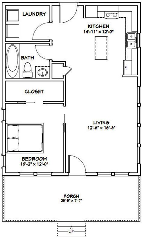 24x30 House 1 Bedroom 1 Bath 720 Sq Ft Pdf Floor Plan