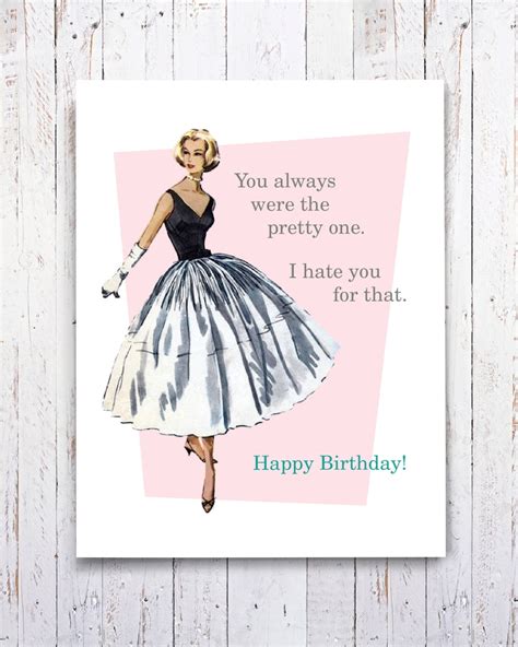 Funny Retro Birthday Card Sarcastic Birthday Card For Her Etsy