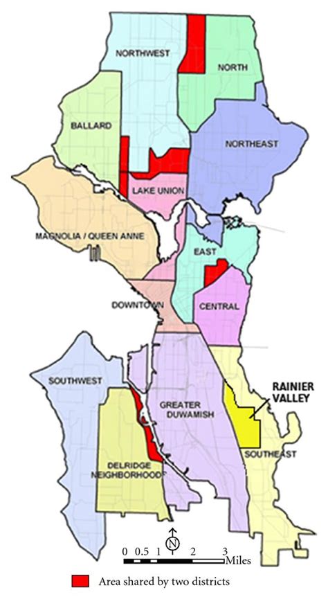 Map of Seattle Districts and Rainier Valley Neighborhood ...