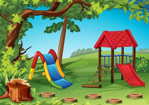 Parque Infantil En El Parque Ilustración Descargar Vectores Premium
