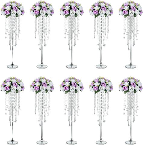 Nuptio Wedding Vases Centerpieces For Tables 10 Pcs 75cm Tall Silver