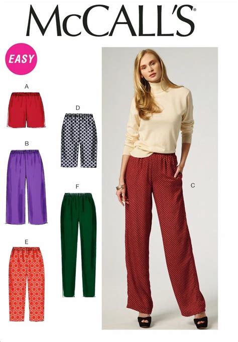 sewing pattern elastic waist pants pattern easy shorts pattern pants with pockets pattern