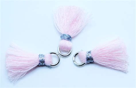 Pink Tassels Pale Pink Tassels Small Tassels Silver Binding Etsy Pink Tassel Cotton Jewelry