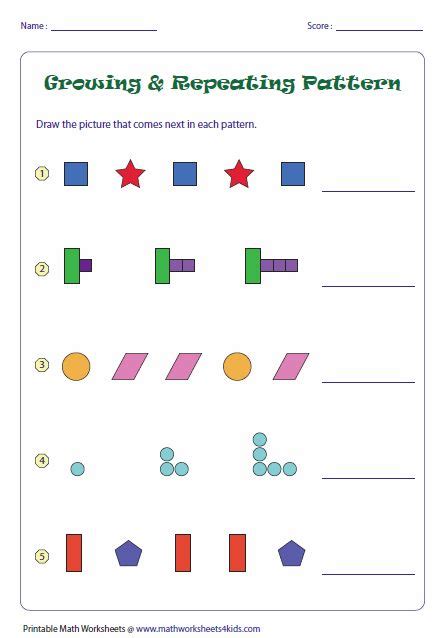 Pattern Worksheets Pattern Worksheet Math Patterns Teaching Patterns