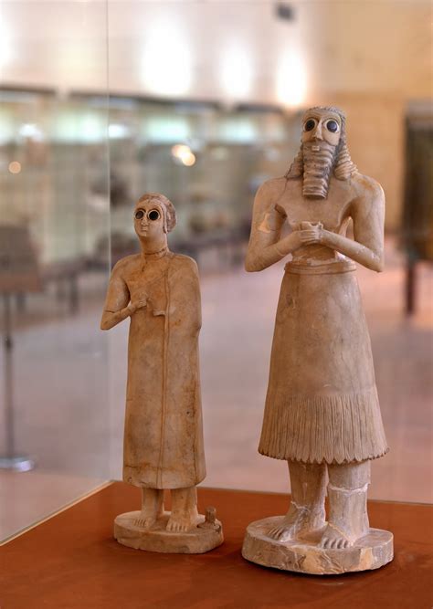 Sumerian Worshipers From Tell Asmar At The Iraq Museum Illustration