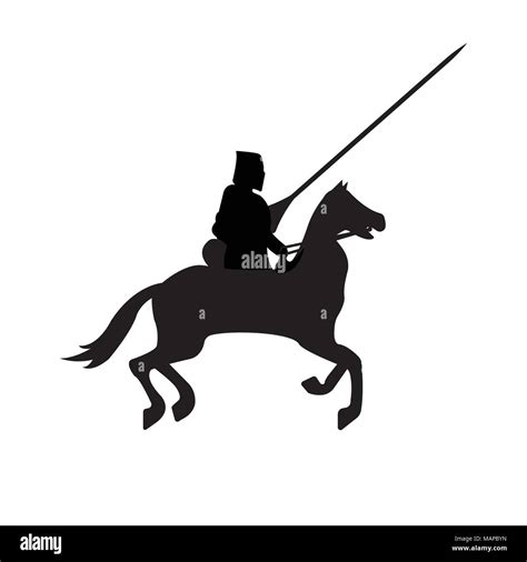 Knight Warrior Silhouette On White Background Isolated Vector