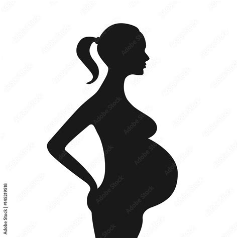 Pregnant Girl Silhouette Pregnant Woman Eps Clip Art Isolated On White