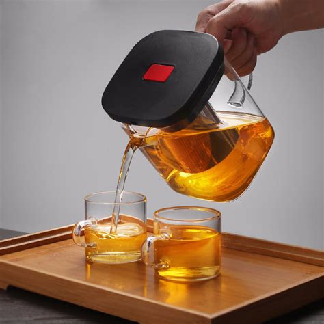 واضح مجموعة أكواب الشاي الزجاجية فنجان الشاي مجموعات مقاومة للحرارة مربع أبريق شاي زجاجي مع