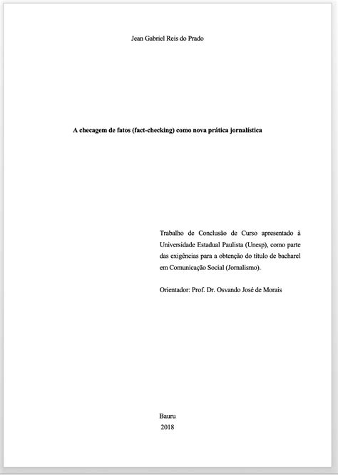 Modelo De Capa Para Trabalho Abnt
