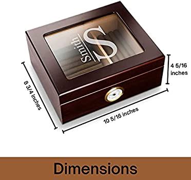 Engraved Glass Top Cigar Humidor Groomsmen Gift Set Wood Gift Box Monogrammed Cigar Case