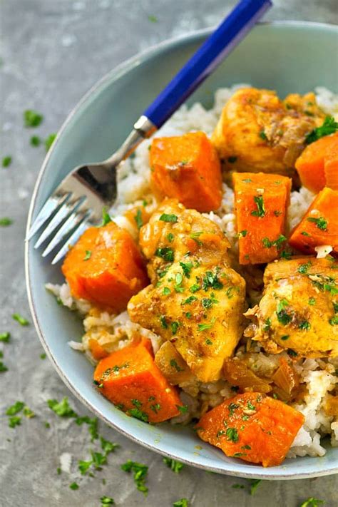Braised Sweet Potato Chicken Curry With Coconut Rice