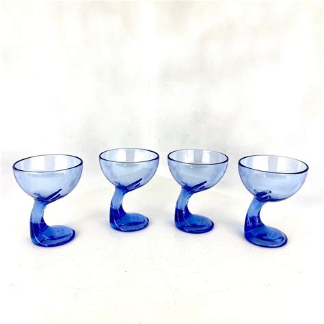 Bormioli Rocco Cobalt Blue Dessert Bowls Jerba Pattern