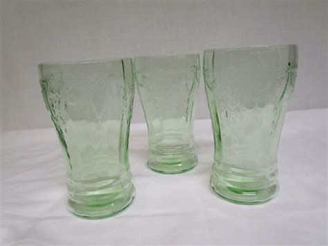 Green Depression Cameo Ballerina 8 Oz Juice Glass Tumblers Antique Price Guide Details Page