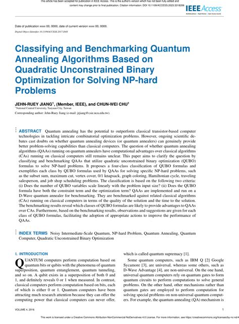 pdf classifying and benchmarking quantum annealing algorithms based on quadratic unconstrained