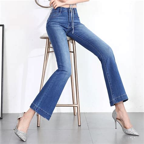 betikama 2018 new 5xl 6xl flares plus size women skinny jeans casual mid waist blue jeans denim