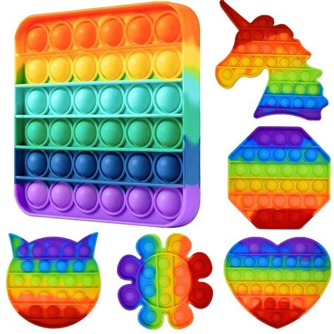 New Rainbow Push Pop Bubble It Sensory Fidget Toy Autism Stress Relief